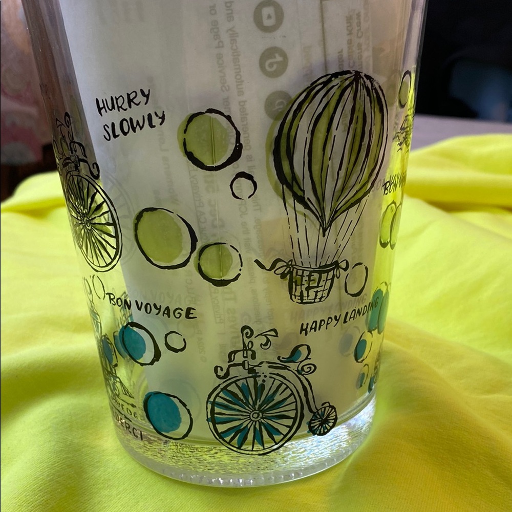 Vintage Mid Century Bon Voyage Train Travel Themed Clear Glass Pitcher - Picture 4 of 9